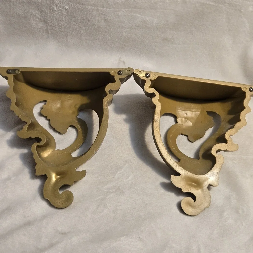Vintage Retro 1970 Dart Industries #3507 Wall Shelves Ornate Gold Set of 2 MCM